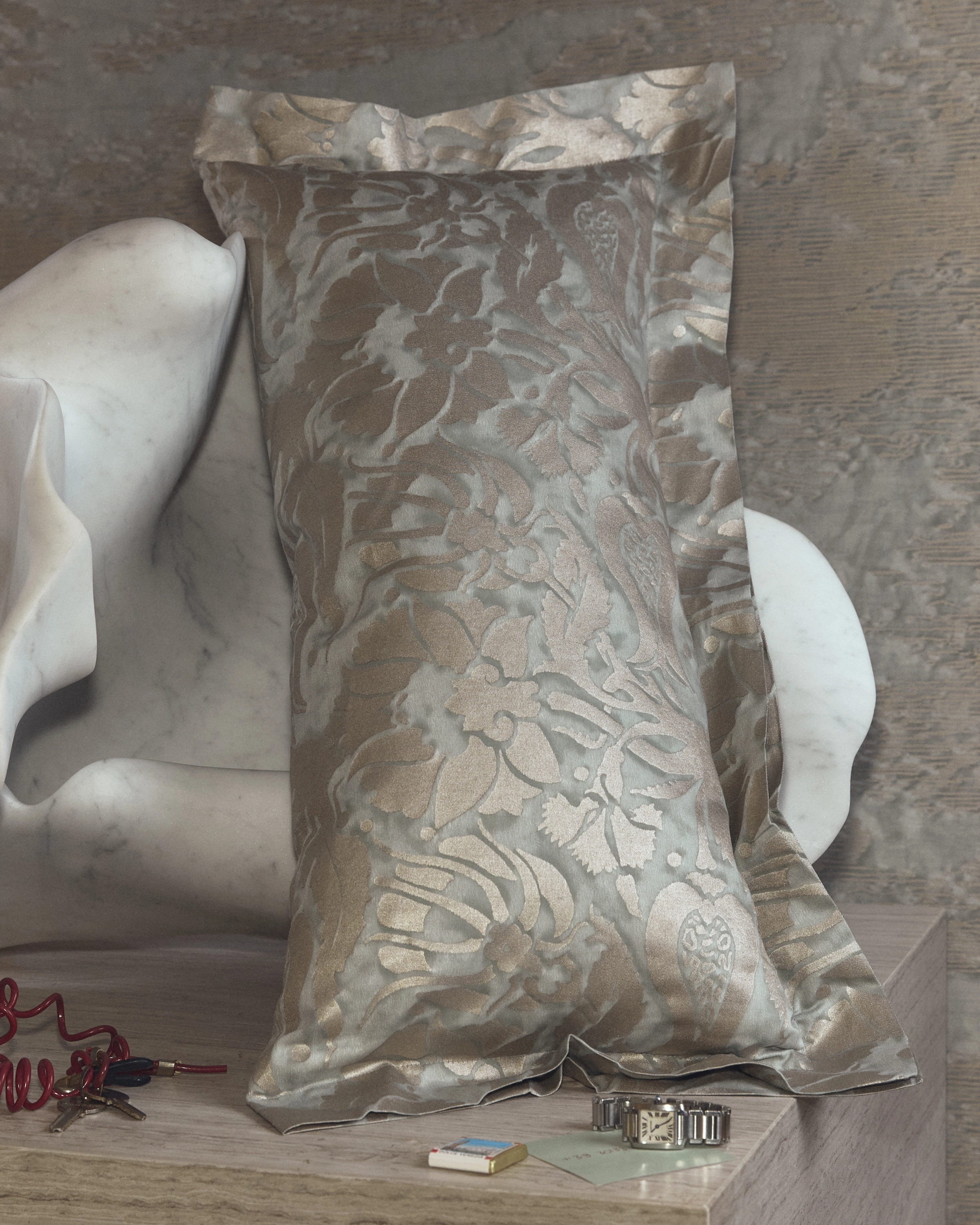 Housse D'oreiller Fortuny Moresco - Tissu Blanc Doux-amer Et Chaud - Orange Abstrait